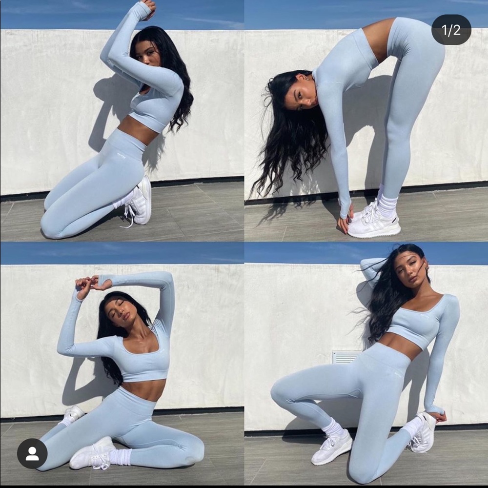 Oh Polly/Bo+Tee baby blue gym leggings